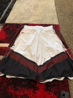 Just Don White Athletic Shorts with Black and Red Trim
Chicago bulls 2x